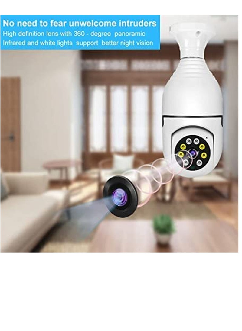 Rabos - 1080P Wireless Tovnet Wifi Pan/Tilt Light Bulb Security Camera, 360 Degrees 3.0MP Cam Home Surveillance CCTV Panoramic IP Camera, with Night Vision, Two Way Audio, Smart Motion Detection - Image 1