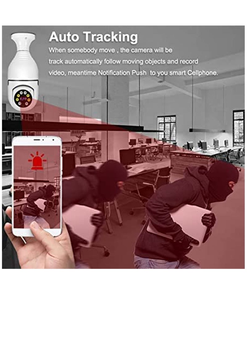 Rabos - 1080P Wireless Tovnet Wifi Pan/Tilt Light Bulb Security Camera, 360 Degrees 3.0MP Cam Home Surveillance CCTV Panoramic IP Camera, with Night Vision, Two Way Audio, Smart Motion Detection - Image 1