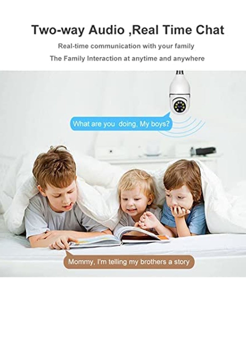 Rabos - 1080P Wireless Tovnet Wifi Pan/Tilt Light Bulb Security Camera, 360 Degrees 3.0MP Cam Home Surveillance CCTV Panoramic IP Camera, with Night Vision, Two Way Audio, Smart Motion Detection - Image 1