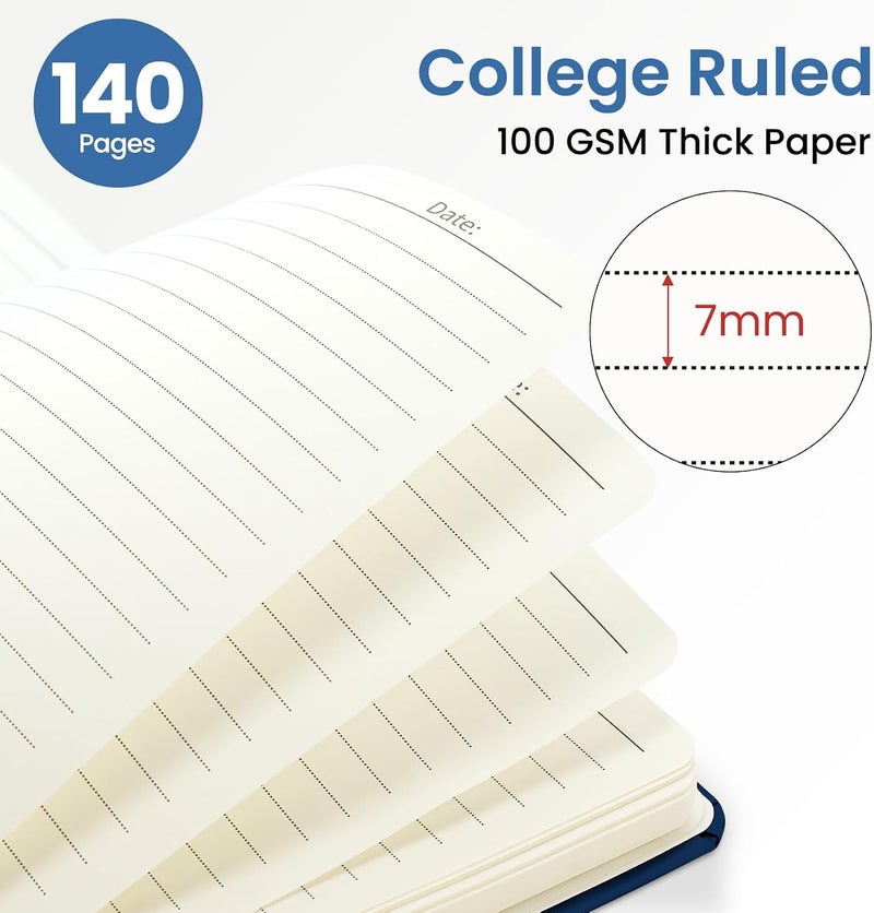 ZOTIA Lined Spiral Journal Notebook for Women, A5 College Ruled Journals for Writing, Hardcover Notebooks for Work, Note Taking and Office School Supplies, 140 Pages - Blue Art - Image 2