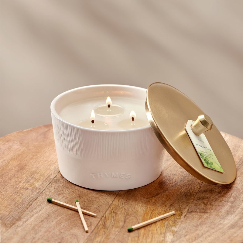 Thymes 3-Wick Candle with Lid - Eucalyptus - 13.5 Oz - Image 2