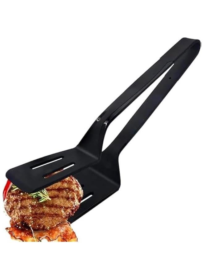 HOOKOR Silicone Kitchen Cooking Tongs, Premium Stainless Steel Silicone Barbecue Clamp, Multipurpose BBQ Clamp Spatula for Gripper Bread Clip, Fried Steak Clamp, Flipping Fish, Toast Salad Tongs  - Image 1