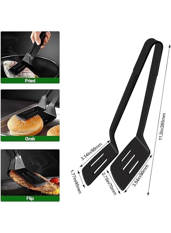 HOOKOR Silicone Kitchen Cooking Tongs, Premium Stainless Steel Silicone Barbecue Clamp, Multipurpose BBQ Clamp Spatula for Gripper Bread Clip, Fried Steak Clamp, Flipping Fish, Toast Salad Tongs  - Image 2