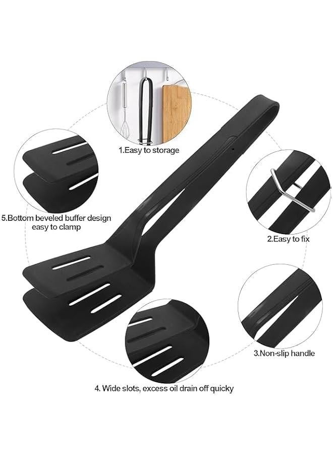 HOOKOR Silicone Kitchen Cooking Tongs, Premium Stainless Steel Silicone Barbecue Clamp, Multipurpose BBQ Clamp Spatula for Gripper Bread Clip, Fried Steak Clamp, Flipping Fish, Toast Salad Tongs  - Image 3