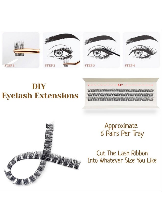 CaserBay - Cb 2Trays Of Clusters Lash Ribbons Dcurl Eyelash Clusters Thin Band Wispy Lashes Extremely Comfortable Lash Natural Look Reusable Diy Extensions 111315Mm Mix Trays Stylea - Image 1