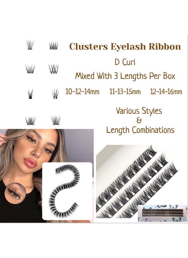 CaserBay - Cb 2Trays Of Clusters Lash Ribbons Dcurl Eyelash Clusters Thin Band Wispy Lashes Extremely Comfortable Lash Natural Look Reusable Diy Extensions 111315Mm Mix Trays Stylea - Image 1