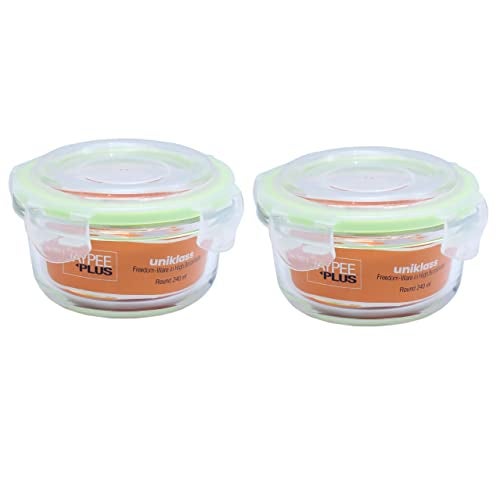 Jaypee Plus Klaro Round 240ML Glass Storange Container Transparent (Pack of 2) - Image 1