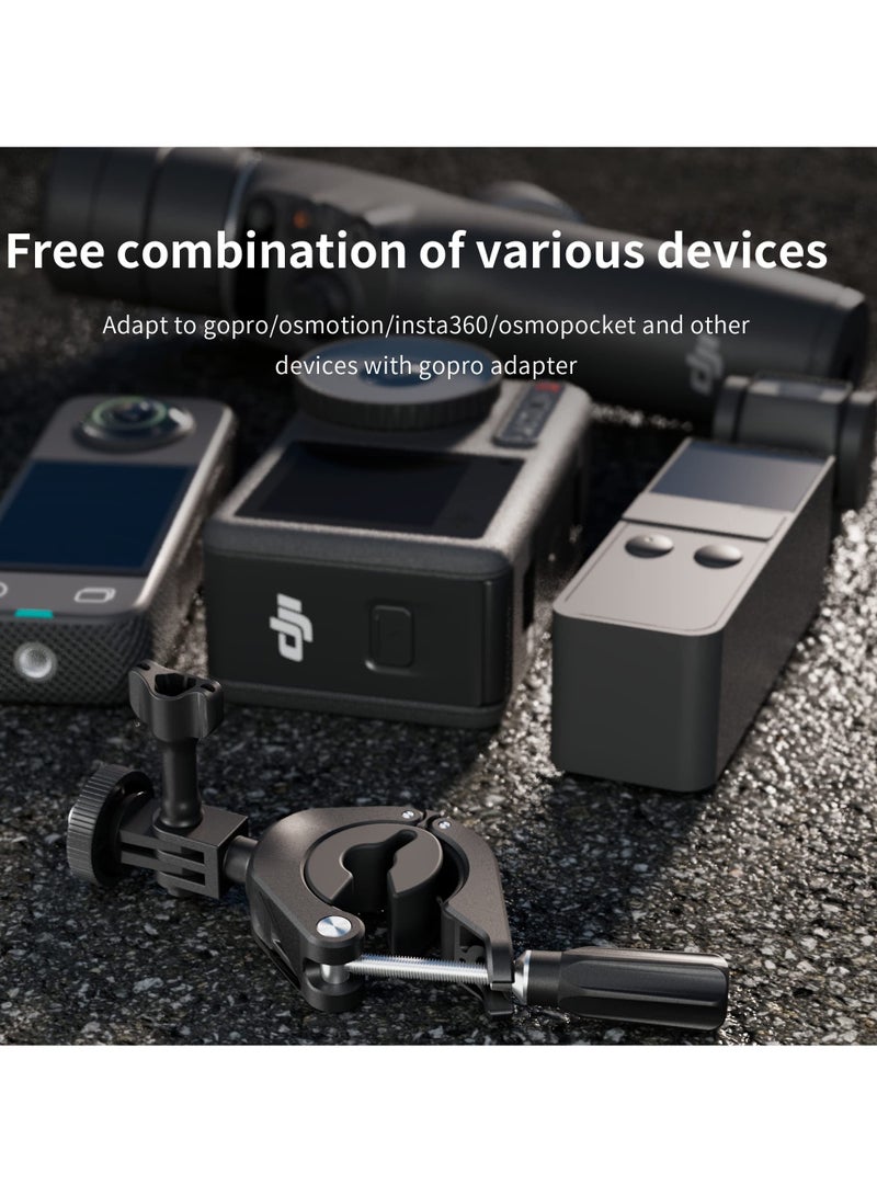 حامل مقود عالمي لكاميرات GoPro و Insta360 وكاميرات الحركة - يناسب قضبان بقطر 22 مم-35 مم، مثالي للدراجات وركوب الدراجات النارية - Image 4
