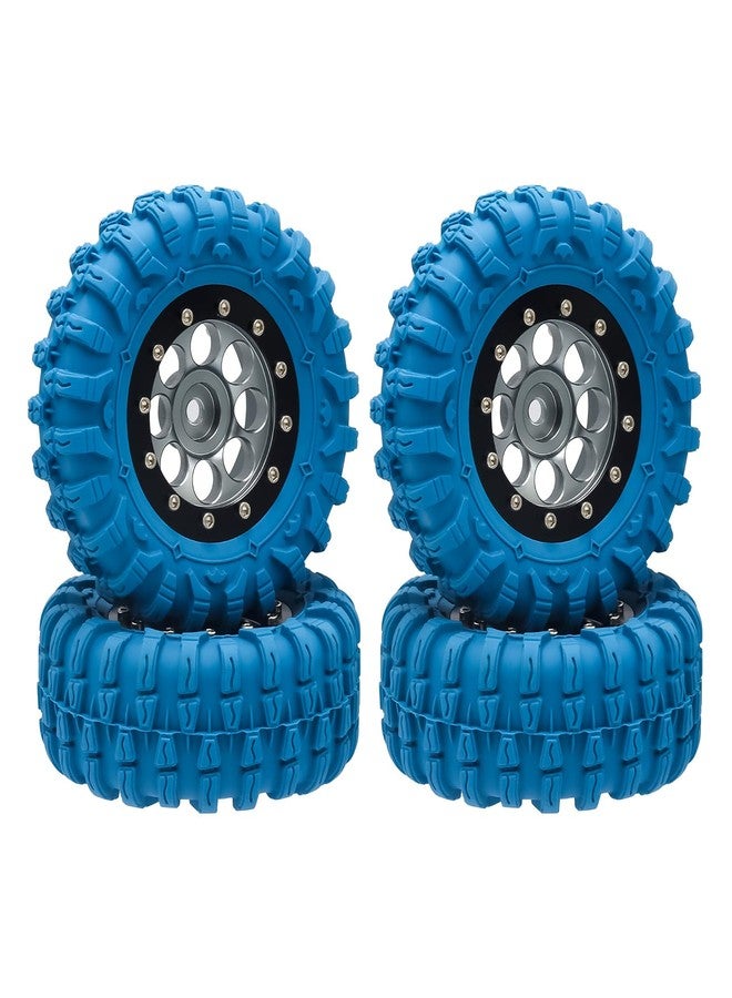 مجموعة إطارات عجلات GOUPRC مقاس 1.3 بوصة، جنوط ألومنيوم بنظام Beadlock، إطارات بنمط مداس مخالب التنين، مناسبة لسيارات SCX24 وTRX4M بمقياس 1/18 و1/24، لون أسود تيتانيوم، مصممة خصيصًا لسيارات التحكم عن بعد SCX24 وTRX4M. - Image 1