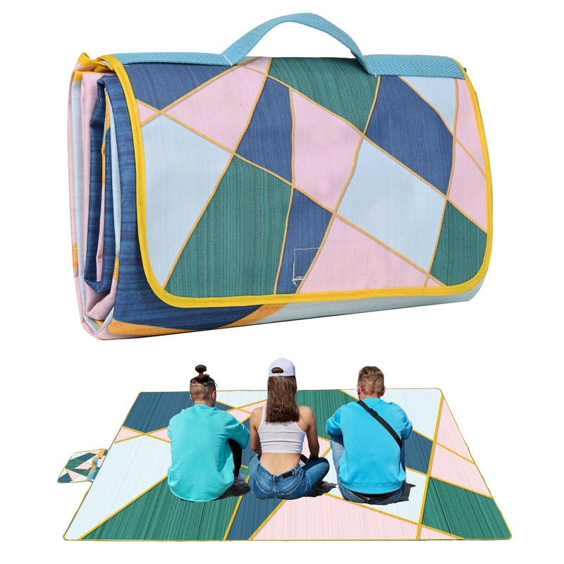 DanCoom Picnic Blanket, Foldable Waterproof Sand Mat, Extra Large Picnic Blanket Outdoor Picnic Mat Beach Blanket for Park Grass Camping Hiking Travel Family Concerts - Image 1