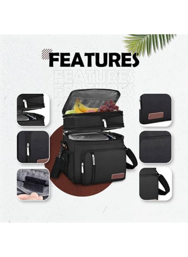 حقيبة غداء معزولة للرجال والنساء - أسود - Image 2