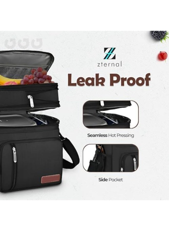 حقيبة غداء معزولة للرجال والنساء - أسود - Image 3