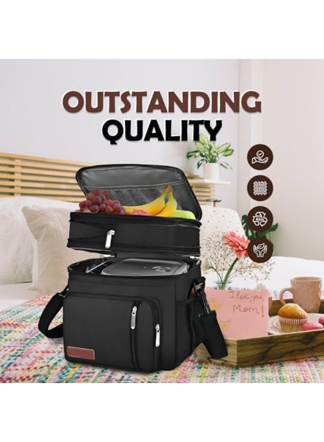 حقيبة غداء معزولة للرجال والنساء - أسود - Image 5