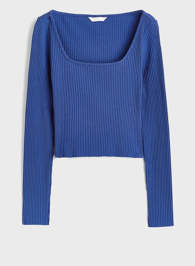 H&M Ribbed Square Neck Top