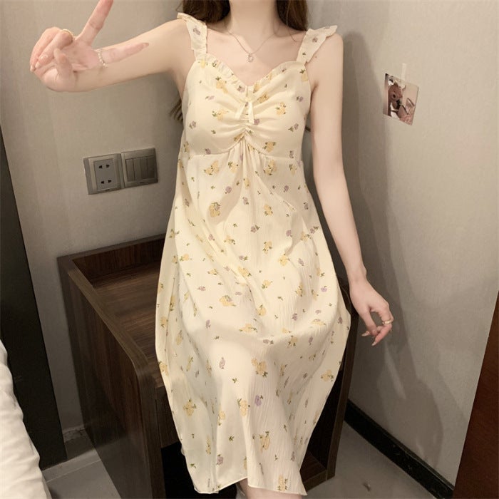 Summer Cotton Cloud Slip Dress with Built-in Bra R801#