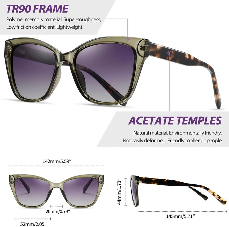 Joopin Sunglasses Women Polarized Cat Eye UV Protection TR90 Big Frame Shades Lady Sunglass Trendy Vintage Oversized Sun Glasses - Image 4