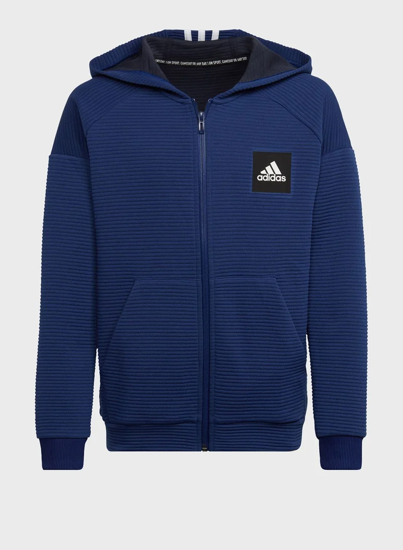 Adidas Youth 3 Stripe Hoodie