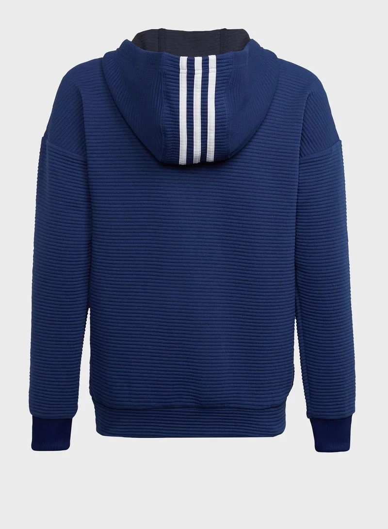 Adidas Youth 3 Stripe Hoodie