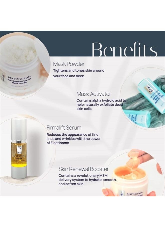 Distinction - Non Surgical Face Lift Kit | Lifts, Tightens, Tones | Includes Firmalift Face and Eye Serum Lotion Cream, Skin Renewal Booster, Mask Powder, Mask Activator, and Brush - Image 1