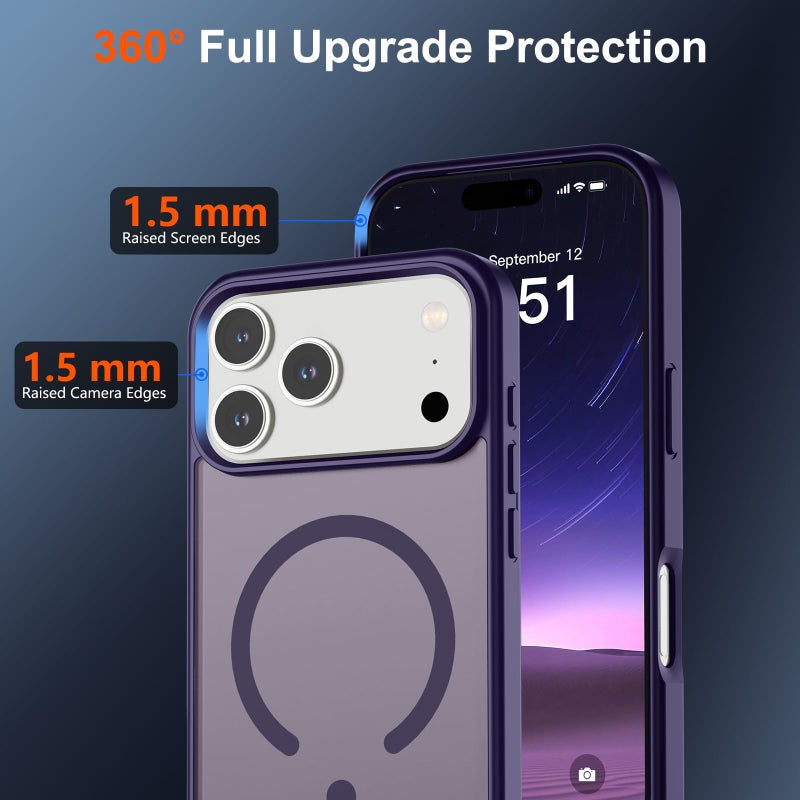 SUPFINE Magnetic for iPhone 17 Pro Case (Compatible with MagSafe)(Military Grade Drop Protection) Translucent Matte Shockproof with Anti-Fingerprint Phone Cover,Dark Purple - Image 4