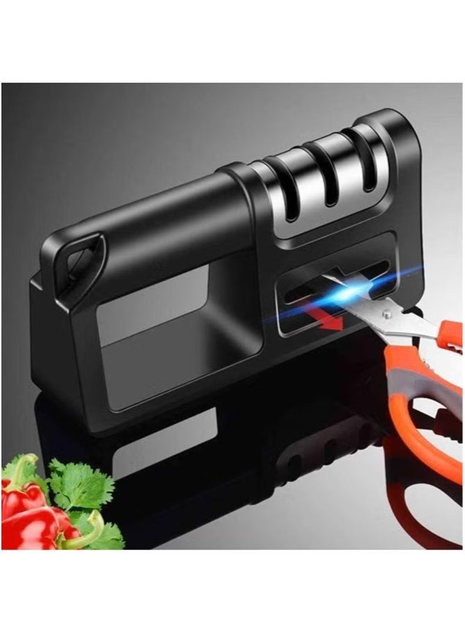 nookly 4-in-1 Knife and Scissors Sharpener, Handheld Blade Sharpening Tool, Professional High-End Knife Sharpener for Kitchen Use (Black) - Image 2