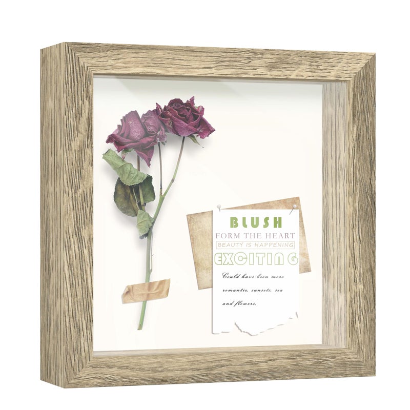 Frameworks 8x8 Driftwood Wooden Shadow Box Frome - Love Love Back Budged Glass و Consiss - Image 1