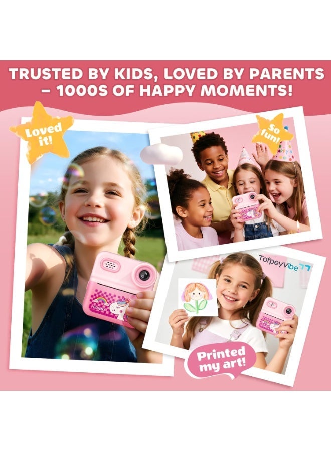 Generic Portable Cute Little unicorn Shape Instant Print Camera, 1080P HD Dual-Lens Camera Instant Print, Comes with 3 Rolls of Printing Paper, 6 Colored Pens, Rechargeable Battery, Ideal Gift for Boys And Girls - Image 5