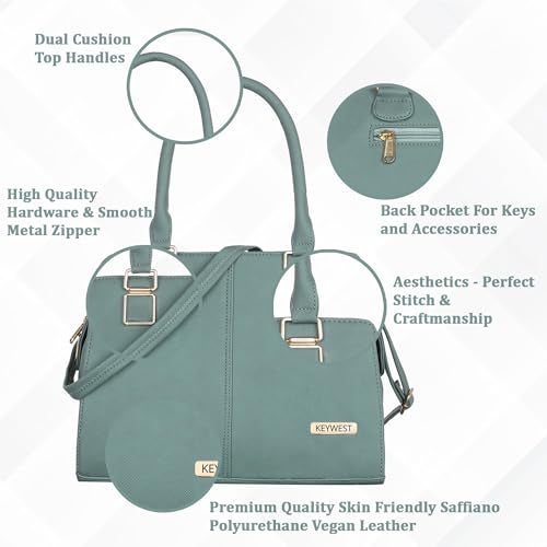 Keywest Women's Arlington Satchel Tote Handbag for Women | Ladies purse | Stylish Shoulder Bag | Gift For Woman | Grey - Image 2