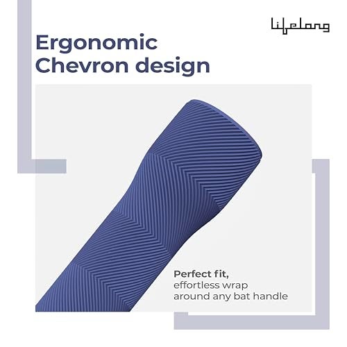 Lifelong Bat Grip - Chevron Shape (Blue) | Ergonomic Design | Easy Wrap | Soft Rubber Grip for Better Cricket Swing | Durable, Bat Grip for All Cricket Players - Image 3