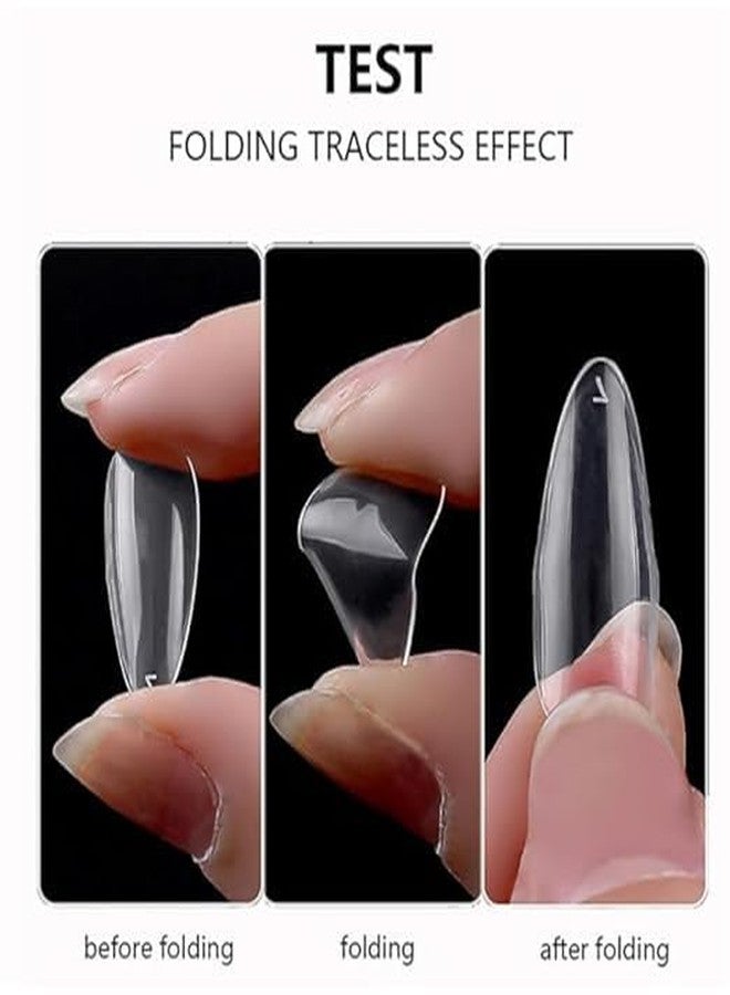 Bolt Bee 500Pcs Medium Almond Fake Nail Tips Clear | Full Cover Press On Acrylic Nails with Case | 10 Sizes for Perfect Fit | False Nail Tips for DIY Nail Art & Salon Use | Durable & Easy to Shape (Clear) - Image 4