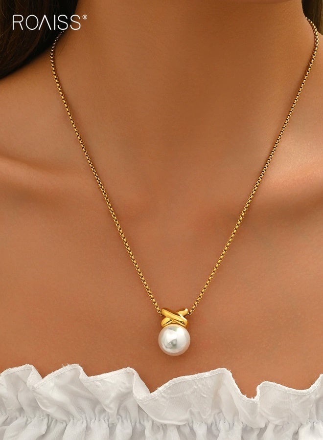 رويس قلادات اللؤلؤ للنساء، قلادة ذهبية أنيقة مطلية بالذهب مع قلادة من اللؤلؤ، قلادات ذهبية بسيطة من اللؤلؤ، مجوهرات زفاف عصرية للسيدات - Image 1