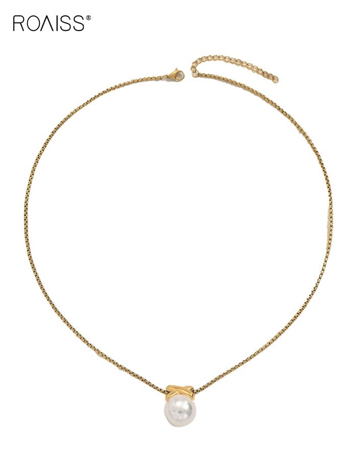 رويس قلادات اللؤلؤ للنساء، قلادة ذهبية أنيقة مطلية بالذهب مع قلادة من اللؤلؤ، قلادات ذهبية بسيطة من اللؤلؤ، مجوهرات زفاف عصرية للسيدات - Image 5