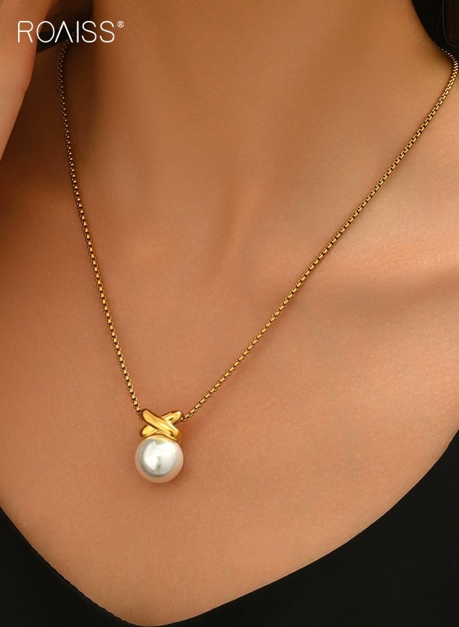 رويس قلادات اللؤلؤ للنساء، قلادة ذهبية أنيقة مطلية بالذهب مع قلادة من اللؤلؤ، قلادات ذهبية بسيطة من اللؤلؤ، مجوهرات زفاف عصرية للسيدات - Image 3