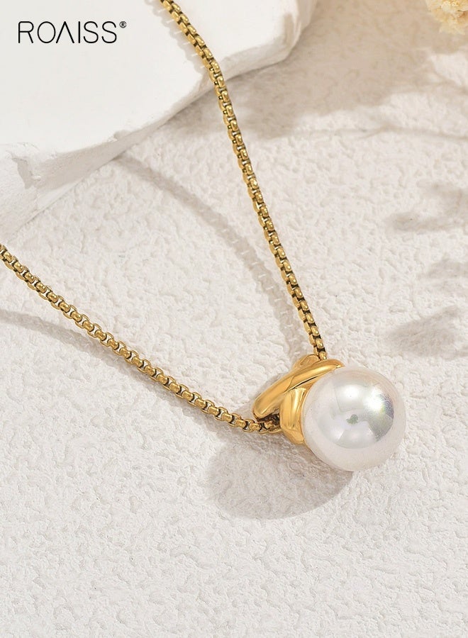 رويس قلادات اللؤلؤ للنساء، قلادة ذهبية أنيقة مطلية بالذهب مع قلادة من اللؤلؤ، قلادات ذهبية بسيطة من اللؤلؤ، مجوهرات زفاف عصرية للسيدات - Image 2