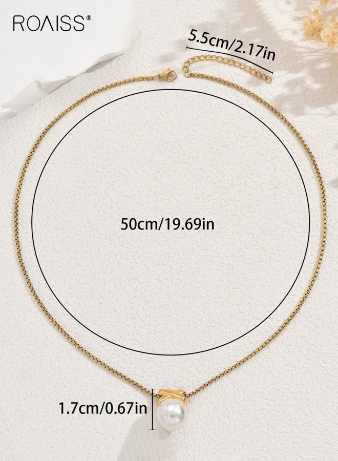 رويس قلادات اللؤلؤ للنساء، قلادة ذهبية أنيقة مطلية بالذهب مع قلادة من اللؤلؤ، قلادات ذهبية بسيطة من اللؤلؤ، مجوهرات زفاف عصرية للسيدات - Image 4