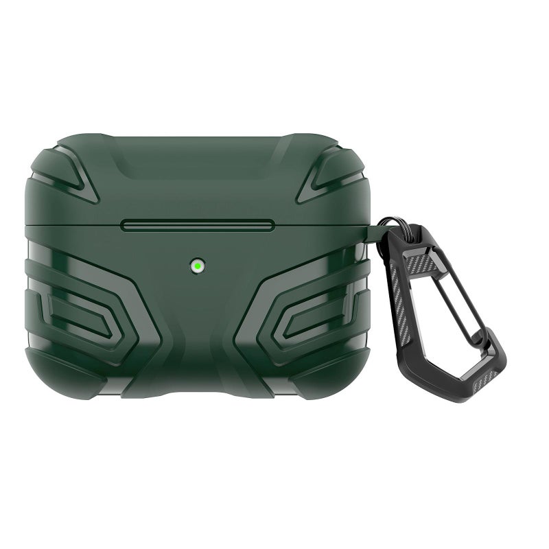 For AirPods Pro Earbuds TPU Cover Case Vanguard Armor Storage Box(Ink Green)
