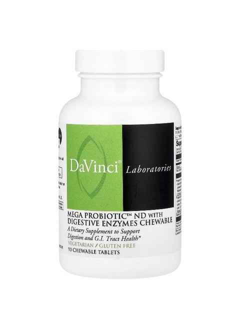 DaVinci Laboratories, Mega Probiotic ND with Digestive Enzymes Chewable , 90 Chewable Tablets