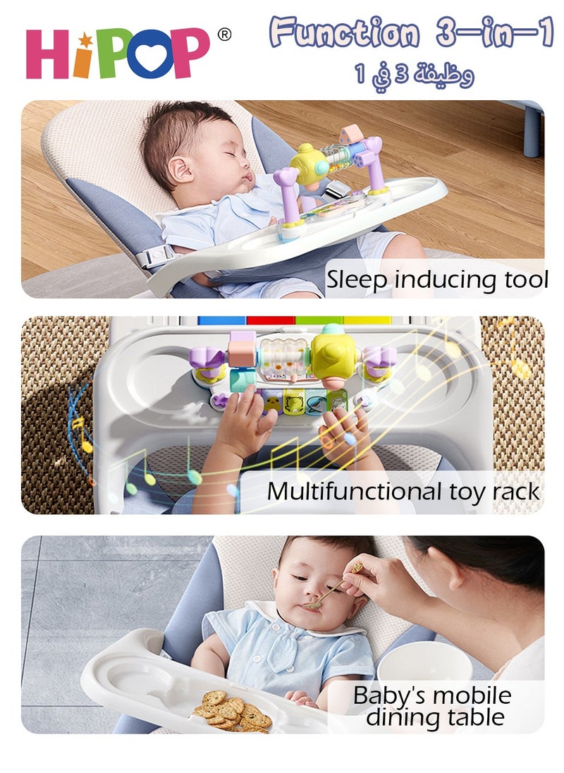 HIPOP - 3-In-1 Baby Bouncer,Movable Baby Rocker and Jumper,Infant Rocking Chair with Safety Harness,Toddler Comfort Chair with Pedal Piano and Hanging Baby Toys - Image 1