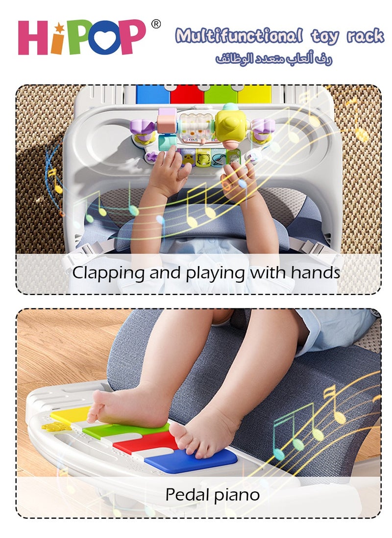 HIPOP - 3-In-1 Baby Bouncer,Movable Baby Rocker and Jumper,Infant Rocking Chair with Safety Harness,Toddler Comfort Chair with Pedal Piano and Hanging Baby Toys - Image 1