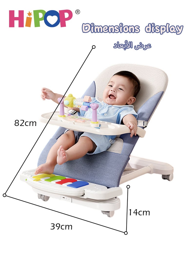 HIPOP - 3-In-1 Baby Bouncer,Movable Baby Rocker and Jumper,Infant Rocking Chair with Safety Harness,Toddler Comfort Chair with Pedal Piano and Hanging Baby Toys - Image 1