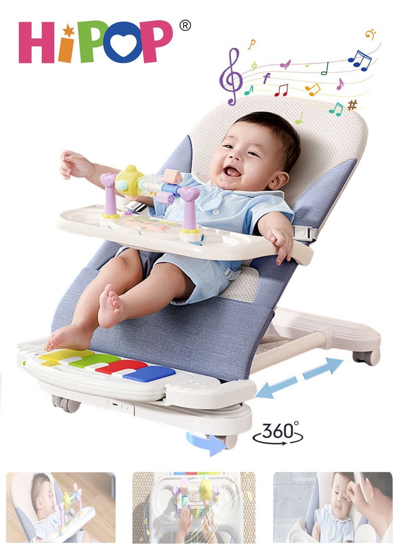 HIPOP - 3-In-1 Baby Bouncer,Movable Baby Rocker and Jumper,Infant Rocking Chair with Safety Harness,Toddler Comfort Chair with Pedal Piano and Hanging Baby Toys - Image 1