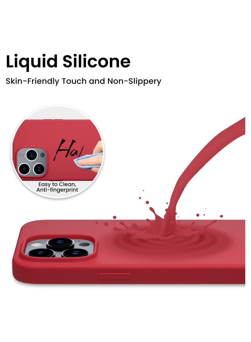 Delivus iPhone 14 Pro Case Silicone Cover Soft Liquid Gel Rubber Cover Anti-Scratch Anti-Fingerprint Anti-Drop (red) - Image 2