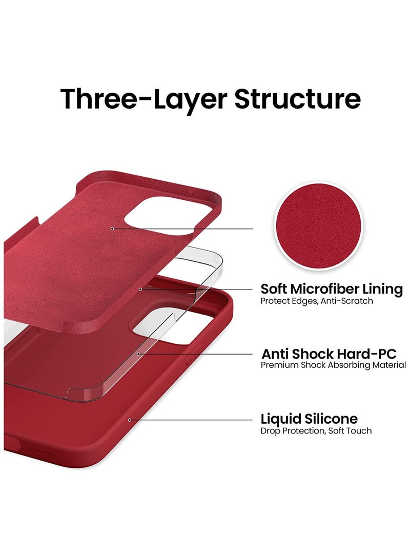 Delivus iPhone 14 Pro Case Silicone Cover Soft Liquid Gel Rubber Cover Anti-Scratch Anti-Fingerprint Anti-Drop (red) - Image 5