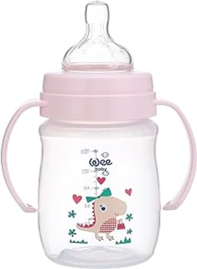 Wee Baby 137 Classic Feeding Bottle with Handle and Wide Teat, 150 ml - Pink