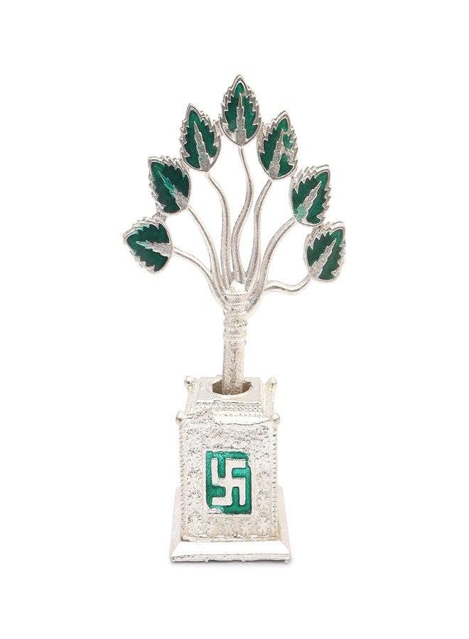 Prokart Silver Plated Metal Tulsi Plant for Pooja Worship & Decorative Showpiece | Tulsi Plant for Showpiece, Wedding, Decoration, Housewarming, Diwali, House Pooja Return Gifts (Silver - DN21)