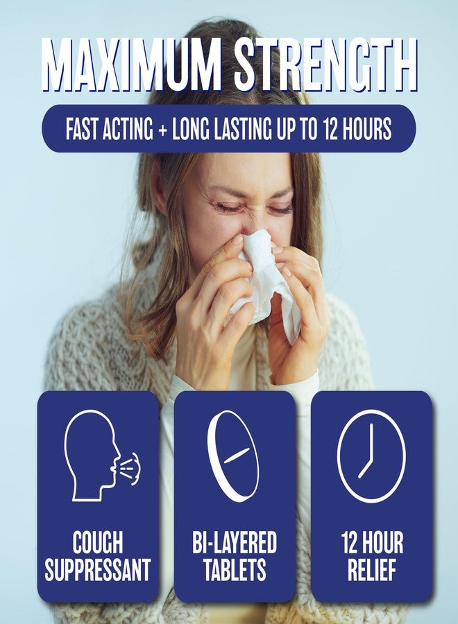 WELMATE - Maximum Strength Mucus Relief DM (98 Servings) - 1200mg Guaifenesin + 60mg Dextromethorphan HBr - 12-Hour Expectorant, Cough Relief - 98 Extended-Release Tablets - Image 3