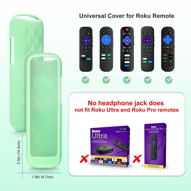 ENJOYLink for Roku-Remote-Cover,Compatible with All Roku TV Remote Glow in The Dark Silicone Protective Case Blue and Green 2-Pack - Image 3