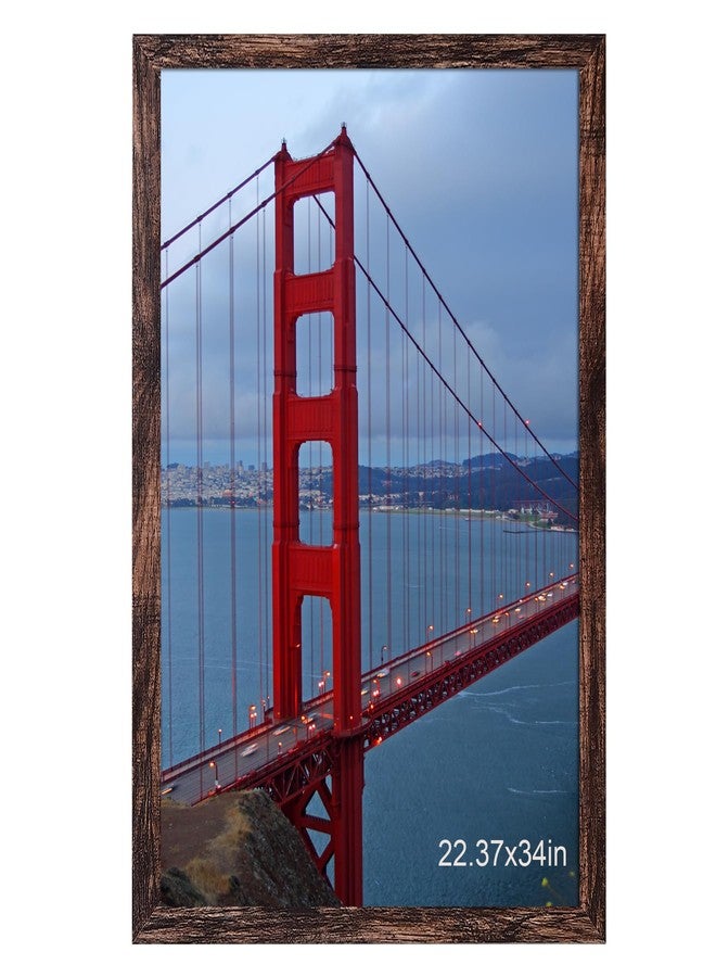 BESCRCL 22.37x34 Picture Frame Brown, Poster Frames Wall Hanging, Display Pictures 22.37 x 34 without Mat, 1 Pack - Image 1