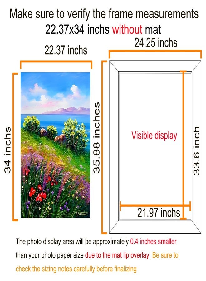 BESCRCL 22.37x34 Picture Frame Brown, Poster Frames Wall Hanging, Display Pictures 22.37 x 34 without Mat, 1 Pack - Image 2