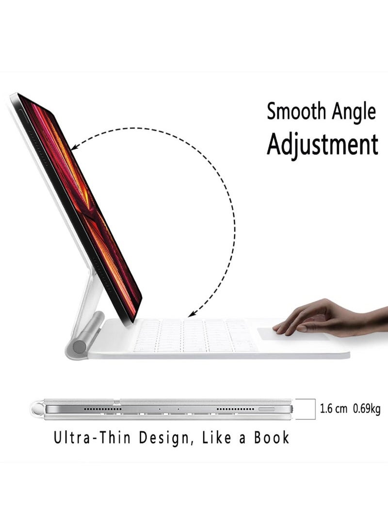 Magic Keyboard for Apple iPad Air 13 inch (M2, 2024) Pro 12.9 inch (2022/2021/2020/2018) with Magnetic Back Cover, Smart Trackpad Backlit Keyboard Case for iPad Pro 12.9 3rd 4th 5th 6th